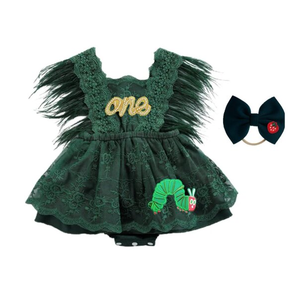 The Very Hungry Caterpillar Romper Outfit Clothes Caterpillar Birthday Dress - Picture 1 of 10